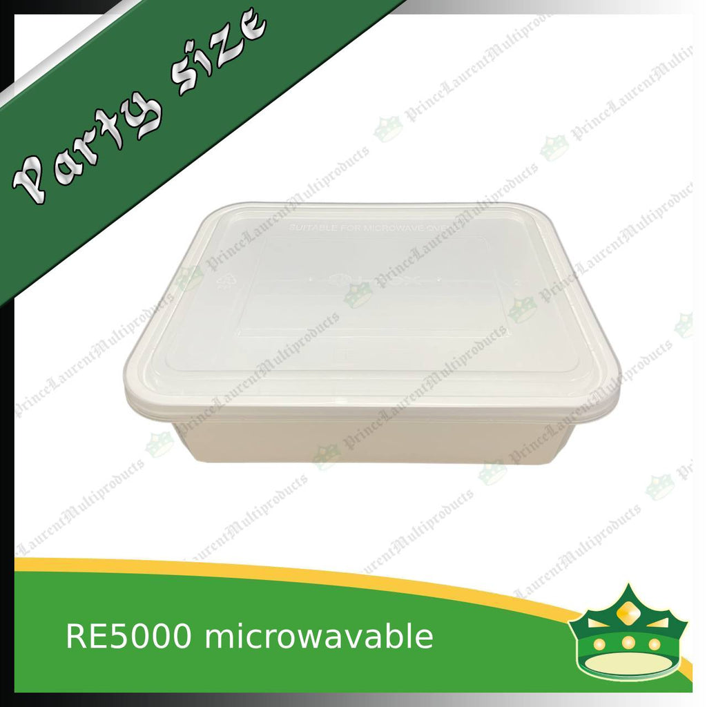 [5 pcs] IBOX brand 5000ml microwavable plastic large rectangular container with lid for take out or storage of food products