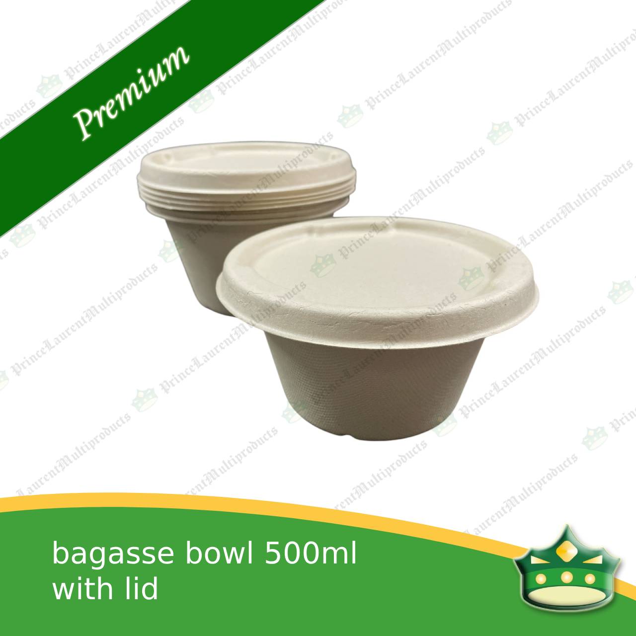 [50 pcs] bagasse bowl with lid 500 ml compostable biodegradable bowl for soup, salads, rice meals