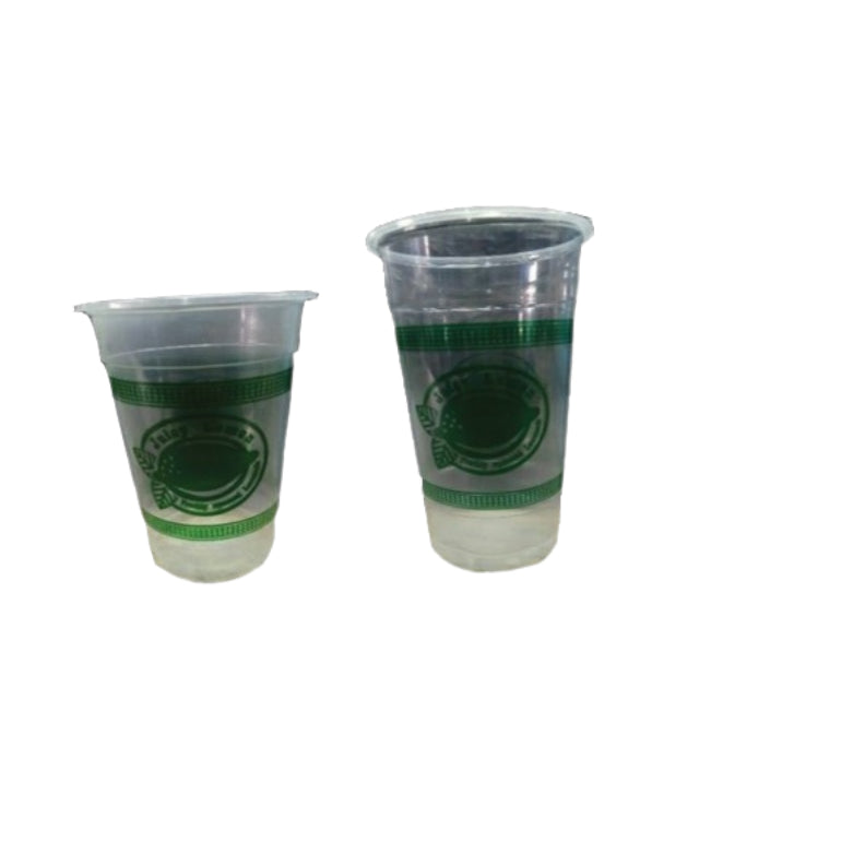 [100 set] PP cups 12oz, 16oz, 22oz juicy lemon printed cups with strawless lid & sip-hole for lemon