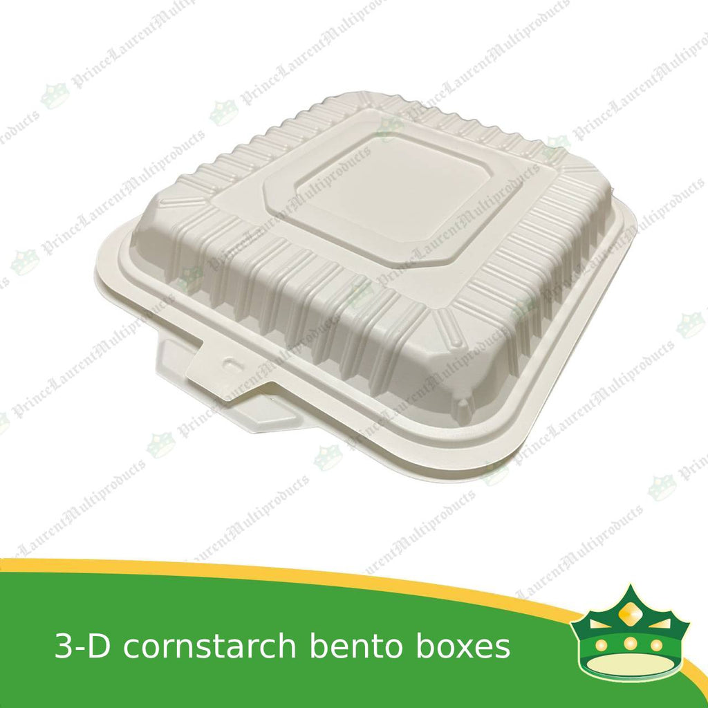 [50 pcs] 3 division compostable cornstarch bento box biodegradable meal box