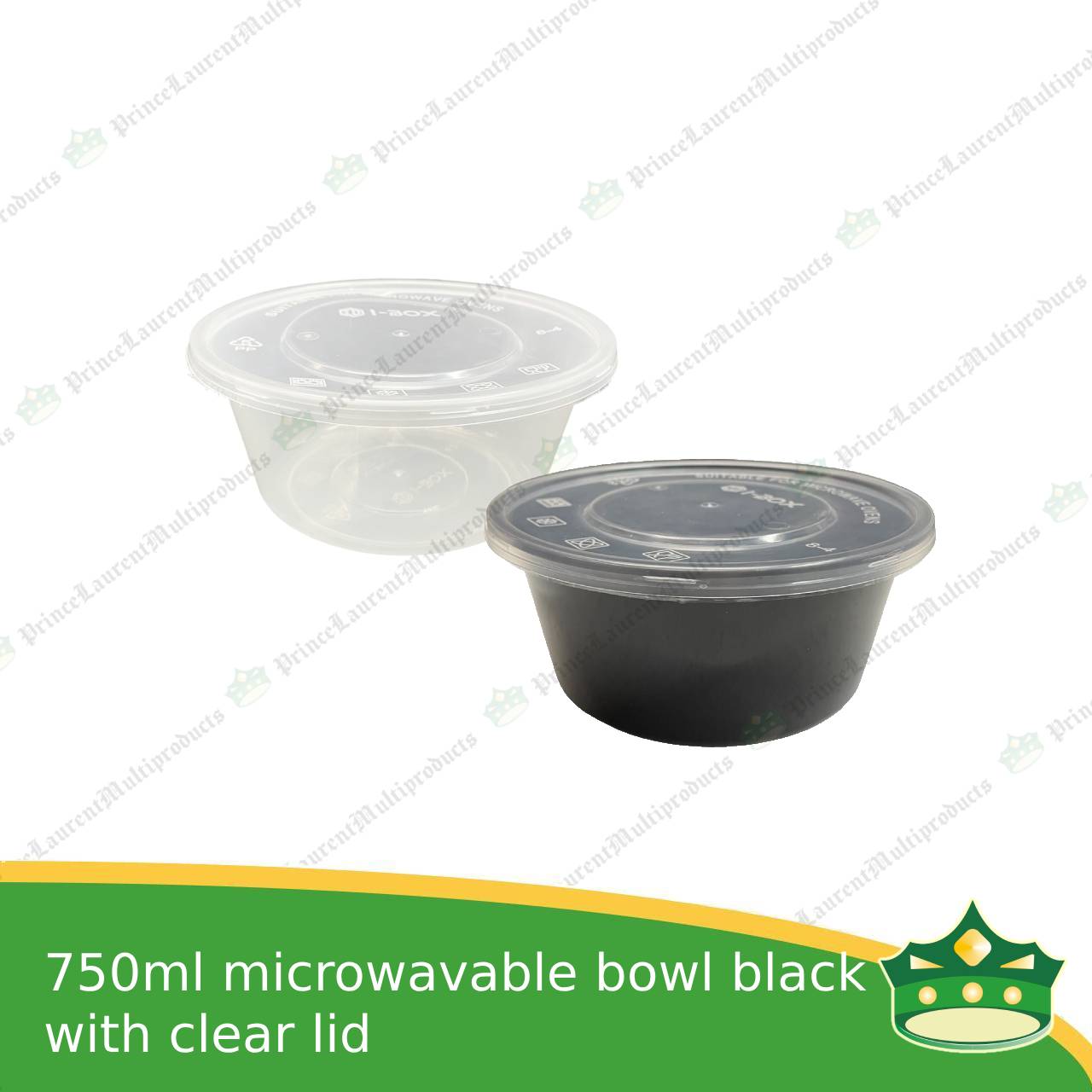 [50 pcs] 750ml black microwavable plastic bowl containers with lid for take out of noodles soup and other food products
