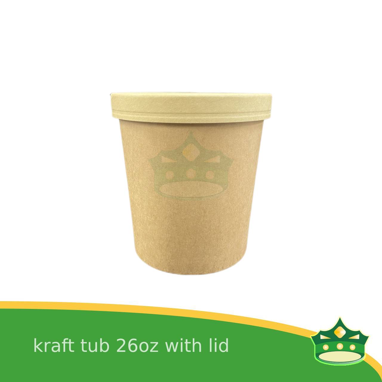 [25 pcs] kraft tub 26oz with lid for take-out or paper container of ice cream. salads, meals, soup, cookies, pastries
