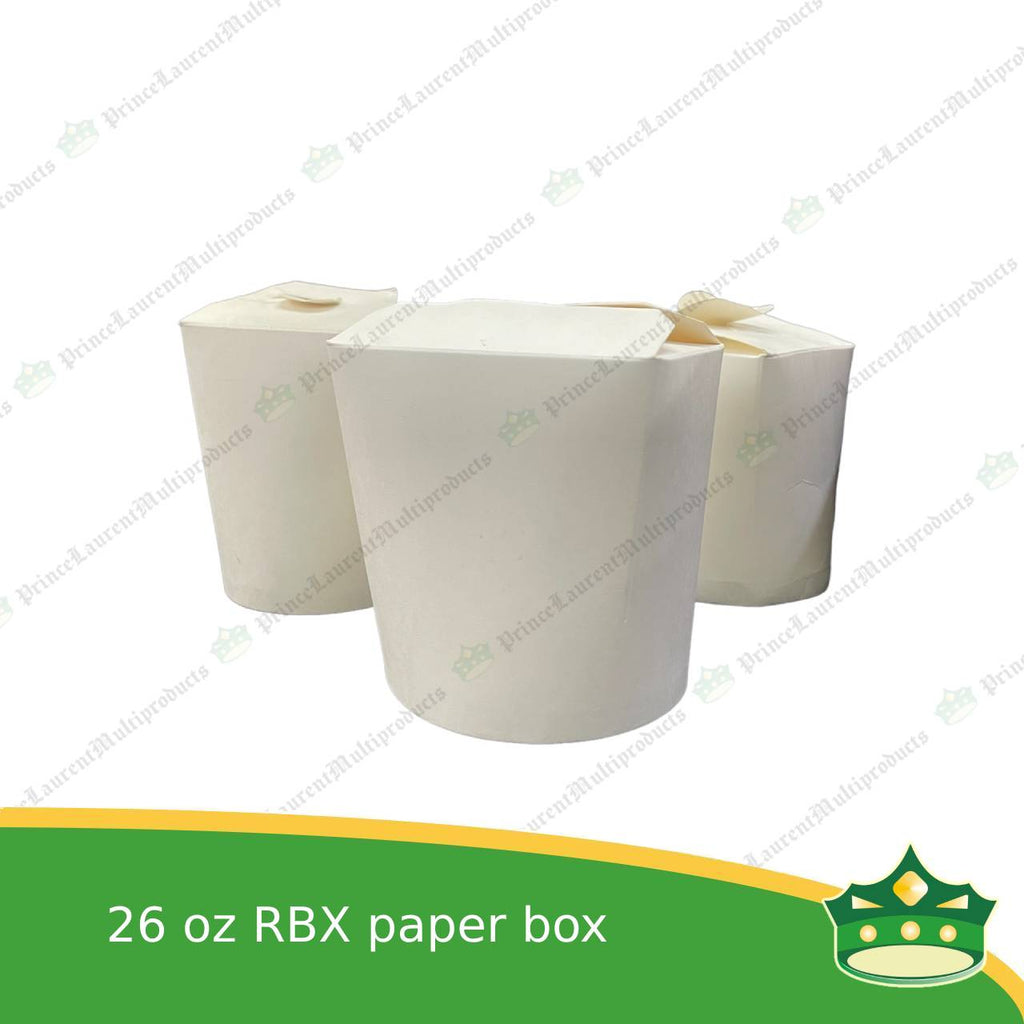 [50 pcs] noodle box 26 oz / noodle cup paper /rice in a box 770cc white with PE lamination for take-outs of noodles, pasta, ricetoppings, meatballs and so much more