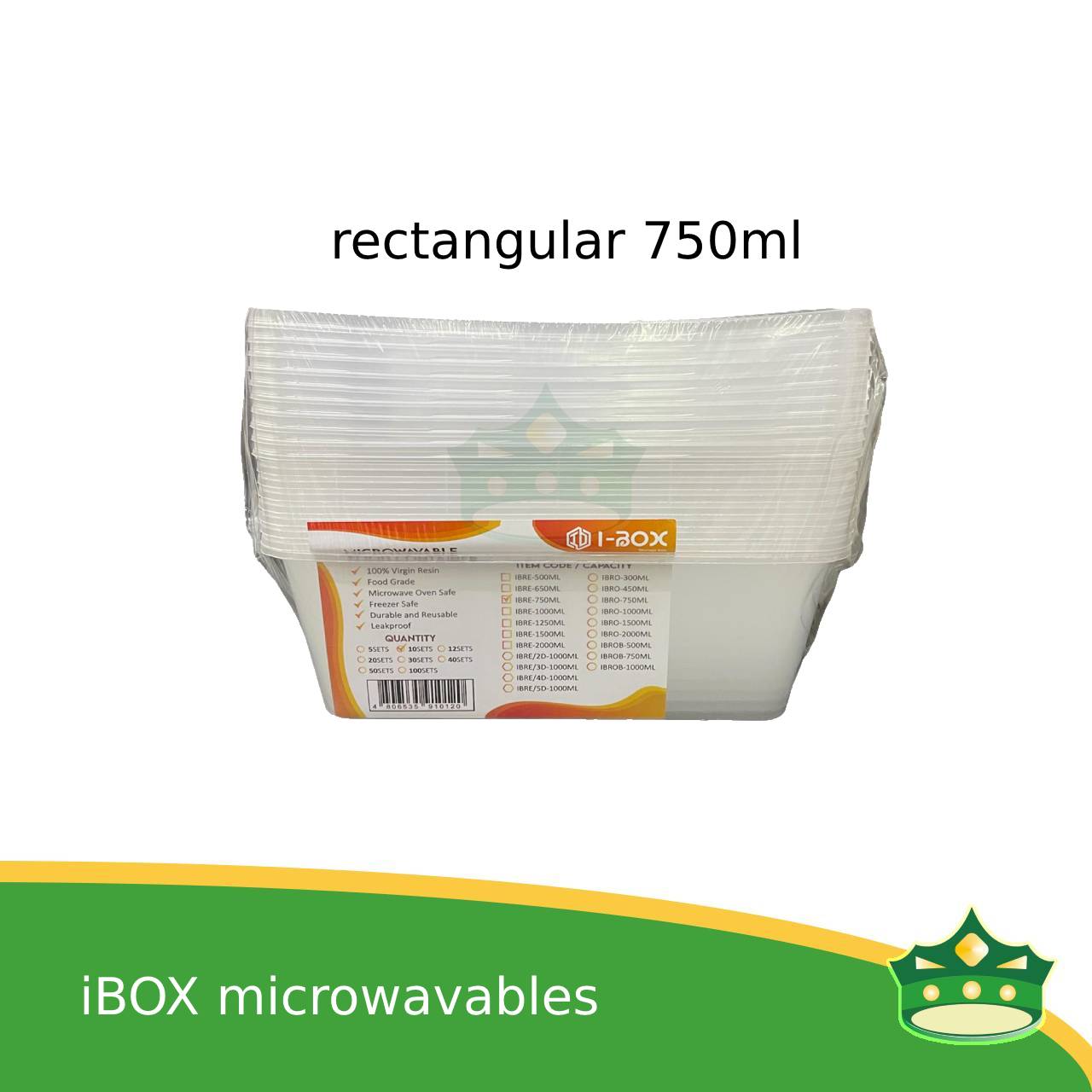 IBOX brand microwavable plastic rectangular containers take out for meals and other food products