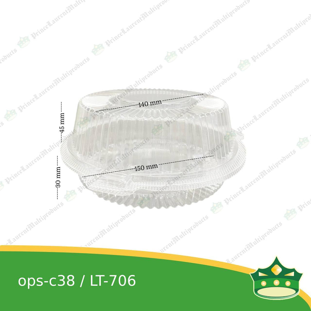 [50 pcs] clear clamshell OPS-c38 round OPS clearview food containers for any food products, muffins, cakes, chiffon, cupcakes, salad, fruit, baked goods