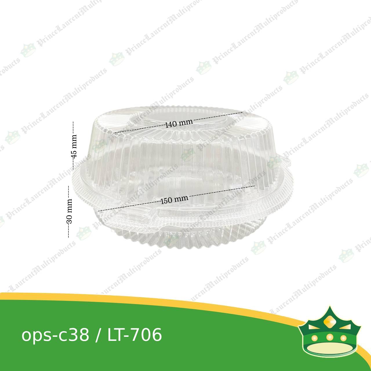 [50 pcs] clear clamshell OPS-c38 round OPS clearview food containers for any food products, muffins, cakes, chiffon, cupcakes, salad, fruit, baked goods