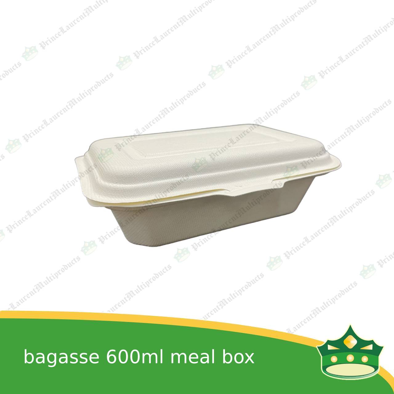 [50 pcs] bagasse 600ml meal box paper take out food box compostable biodegradable take away boxes for meals, rice toppings, catering food