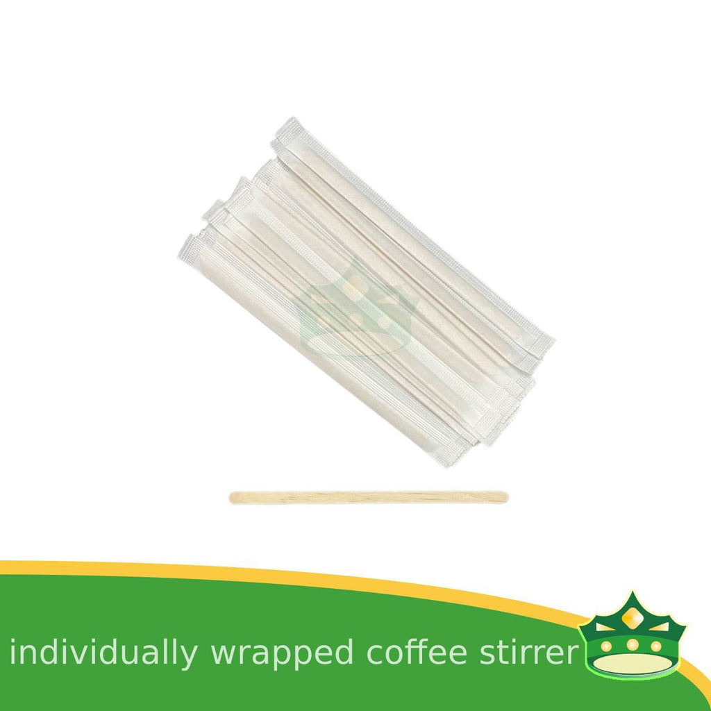 [500 pcs] individually wrapped wooden stirrer 5.5" for coffee take-outs, food service providers, catering supplies, hospitality industry