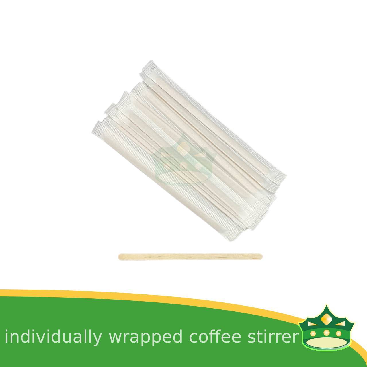 [500 pcs] individually wrapped wooden stirrer 5.5" for coffee take-outs, food service providers, catering supplies, hospitality industry