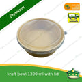 [50 pcs] kraft bowl with lid 1300cc laminated wide mouth for salad, rice meal, other food products