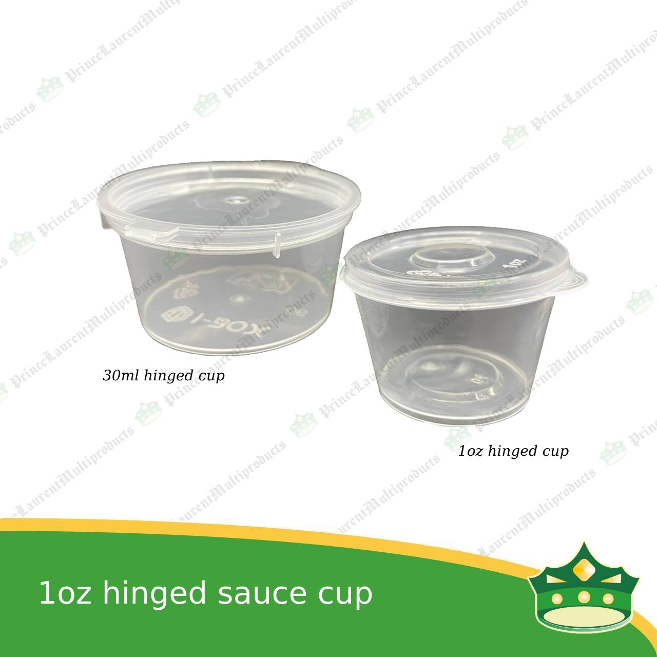 [100 pcs] 1 oz hinged sauce cup clear microwavable plastic with attached lid for take out of sauce gravy specimen / sample cup