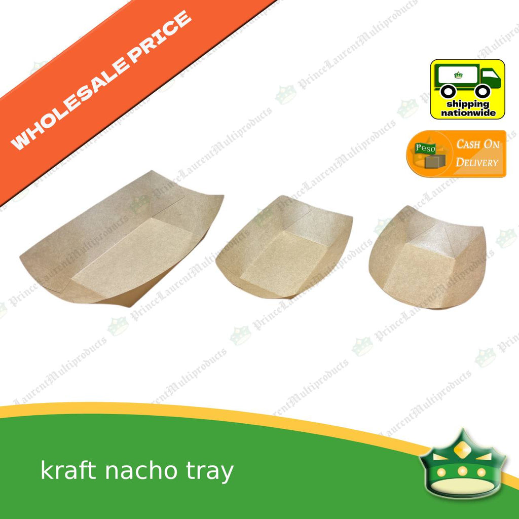 [500 pcs] paper boat or nacho trays to serve as food holder for nachos, fries, dimsum, meriendas, breads, takoyaki, fishball, squidball