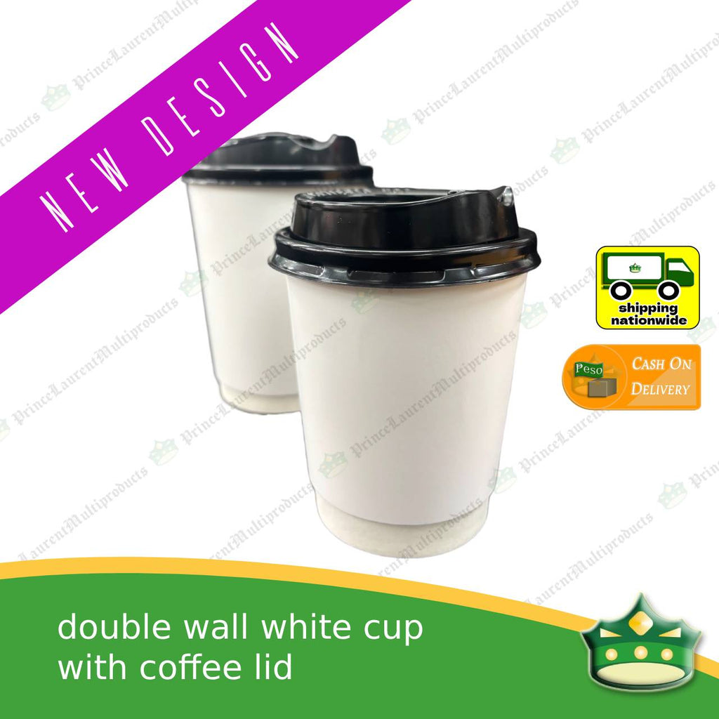 [25 pcs] double walled coffee cup WHITE 8oz 12oz 16oz for brew coffee, brew tea, hot chocolate or any hot beverages