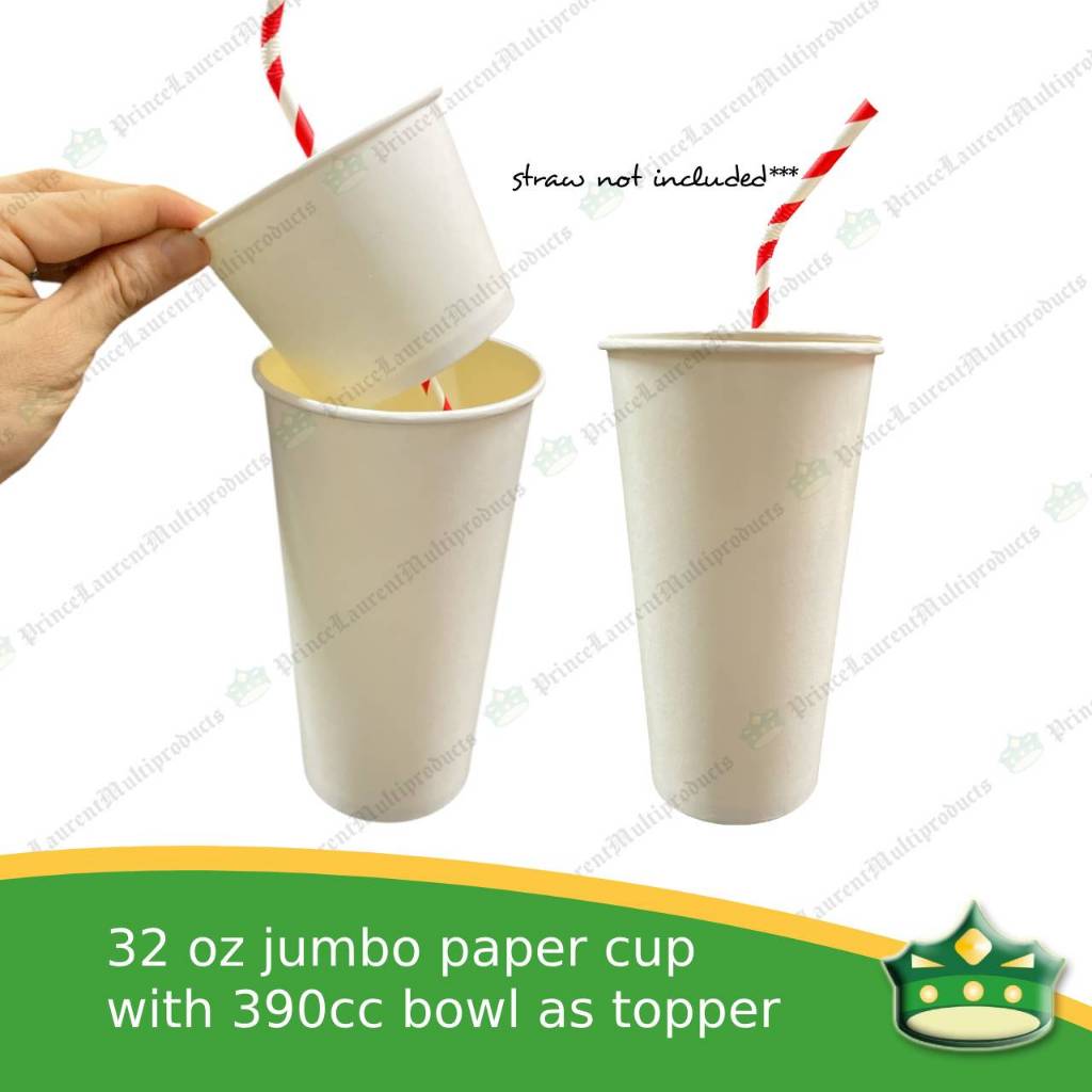 [100 pcs] 32oz cup only or with flat cover or with 390 bowl as combo drink meal