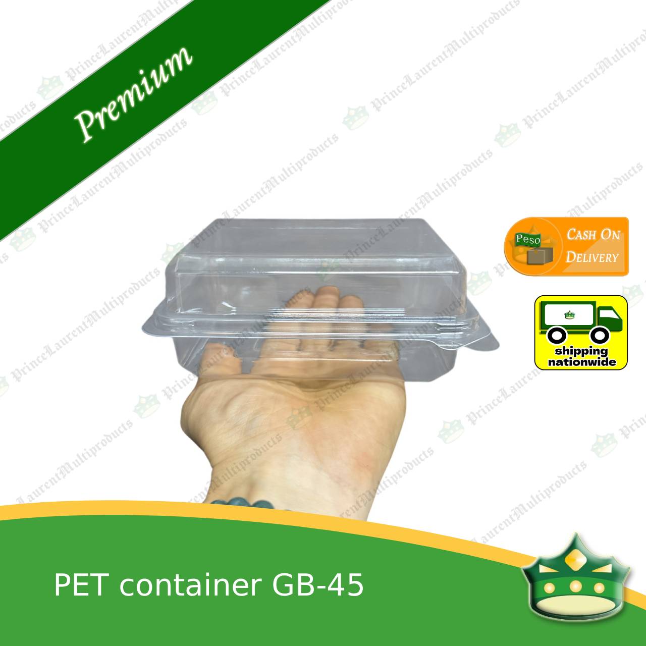 [50 pcs] PET container clear clamshell GB-45 (3x4x2 inches) for any baked products or food delicacies