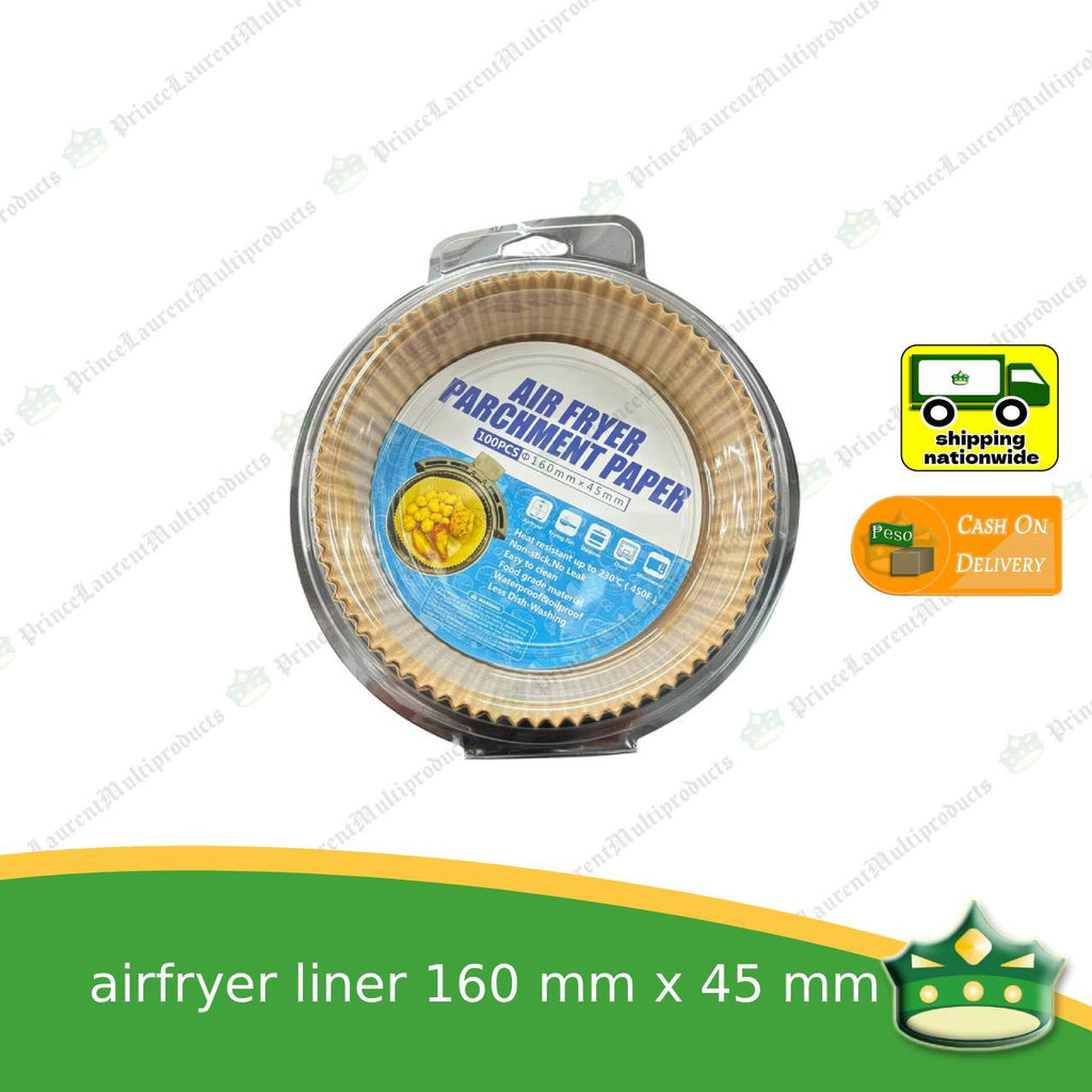 [100 pcs] airfryer parchment paper liner for airfryers 160 mm x 45 mm fit for air fryer use in kitchen scene.