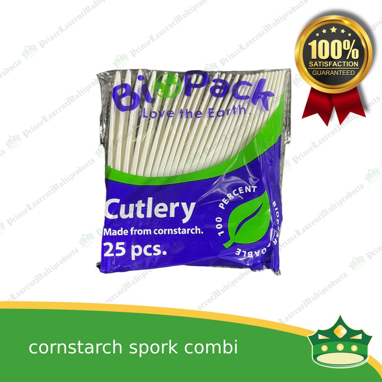 [25 pcs] compostable cornstarch spork combination biodegradable disposable for takeout utensils