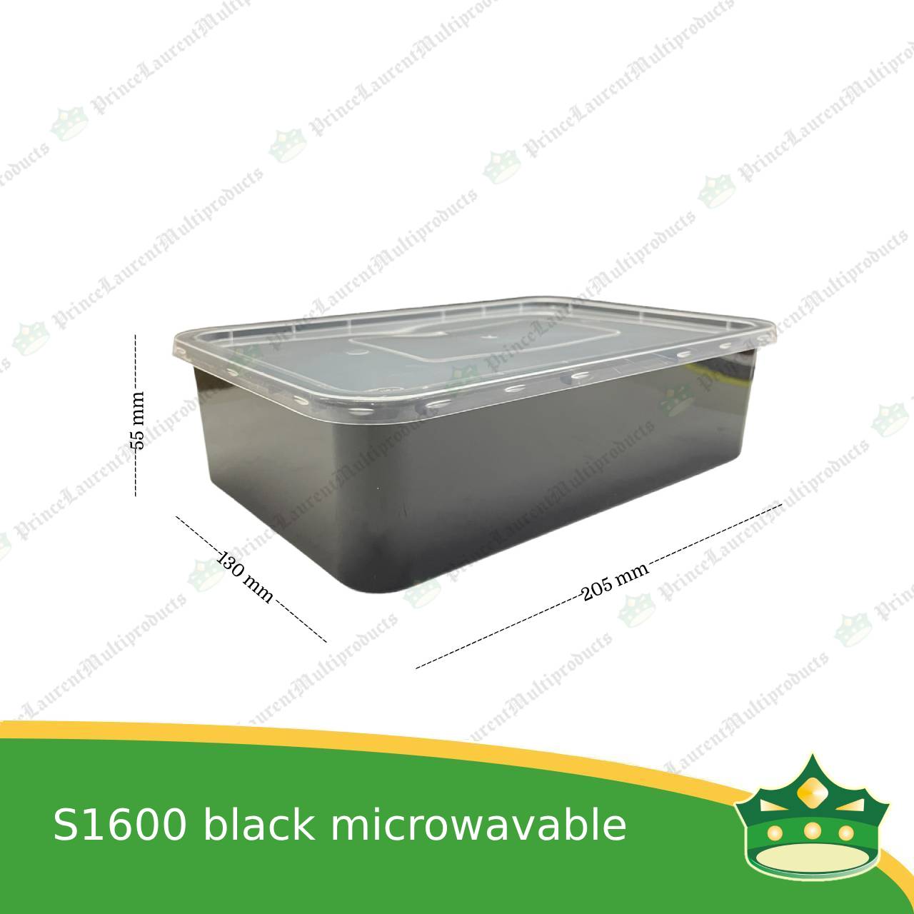 [10 pcs] re1600 ml black microwavable plastic large rectangular container with lid for take out of noodles soup and other food products
