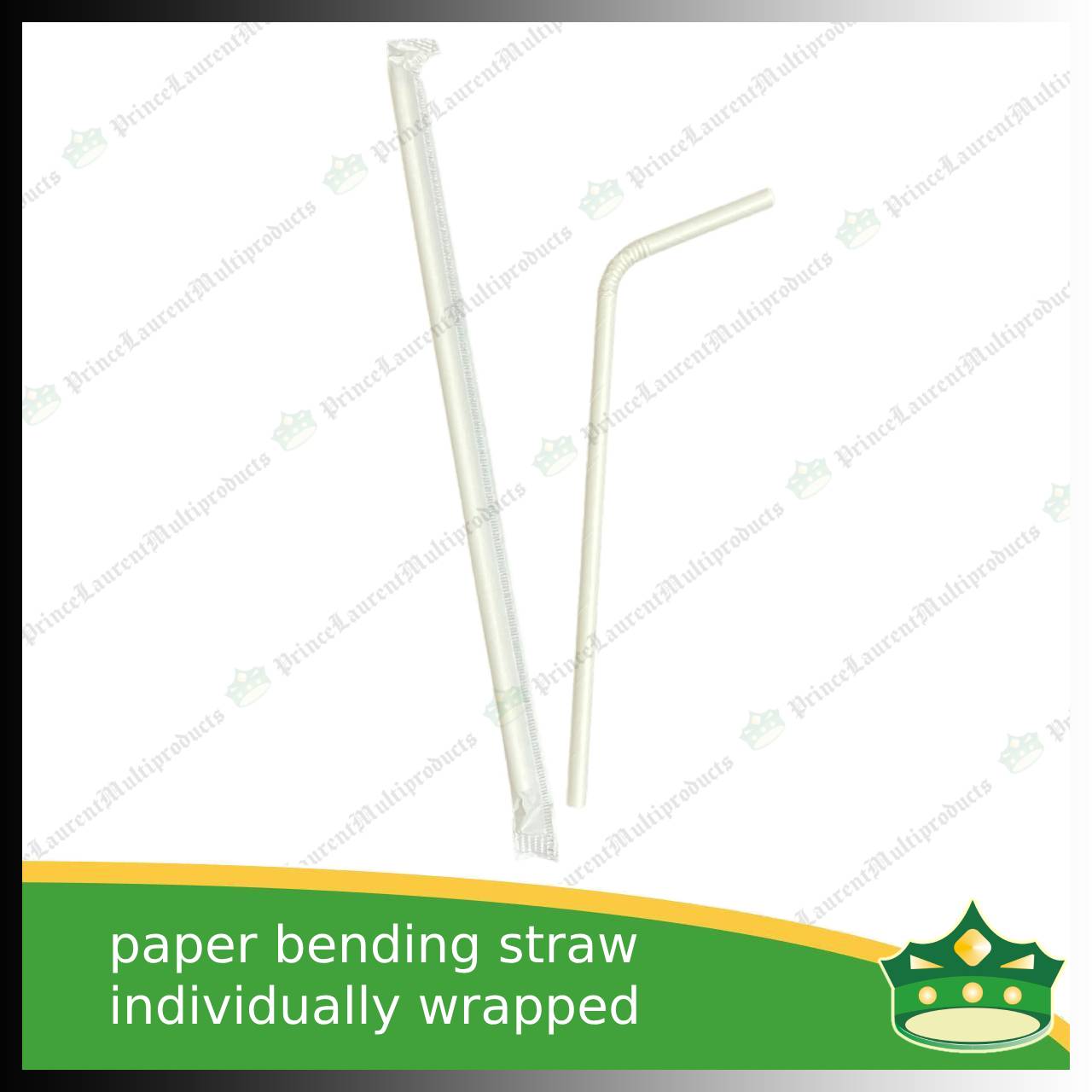 [100 pcs] bending paper straw white individually wrapped for milk shakes, juices and other cold beverages