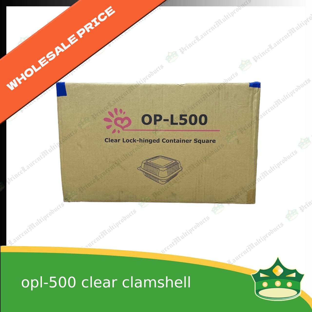 [1 case] clear clamshell OPL500 OPS clearview food containers for any food products, muffins, cakes, chiffon, cupcakes, salad, fruit, baked goods
