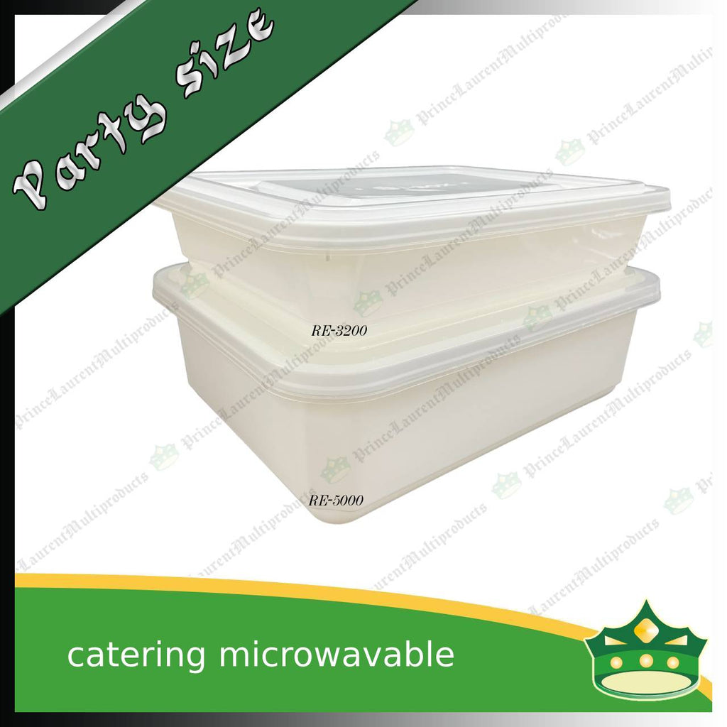 [5 pcs] IBOX brand 3200ml microwavable plastic large rectangular container with lid for take out or storage of food products