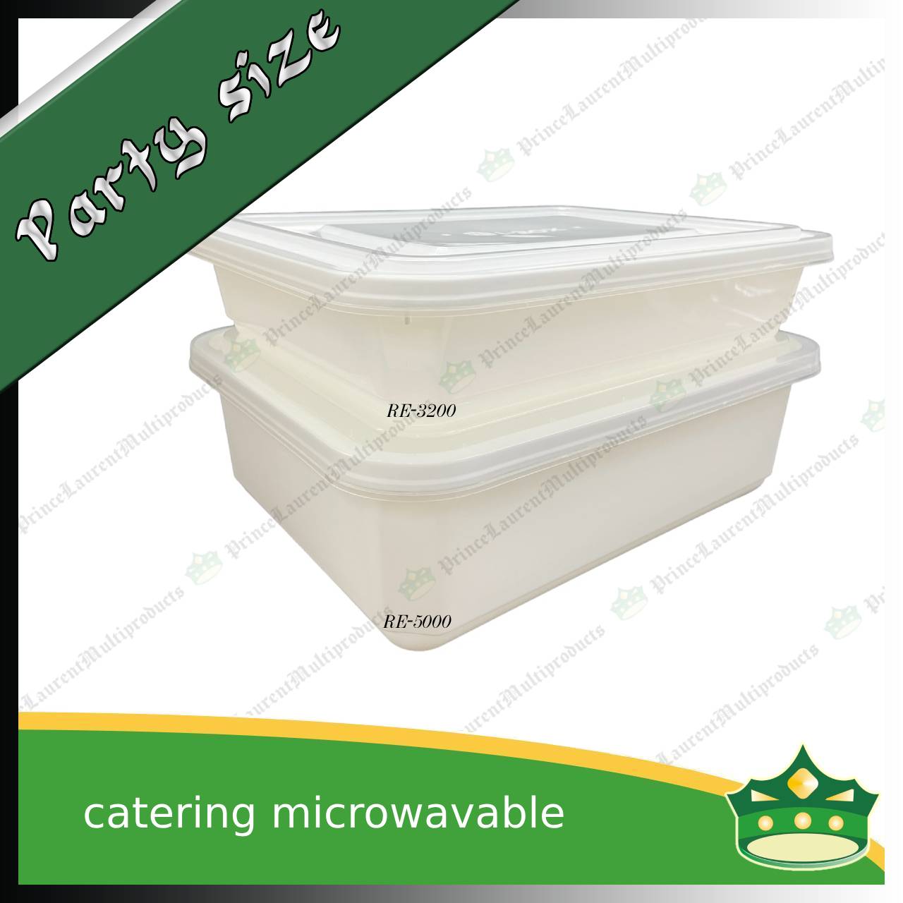 [5 pcs] IBOX brand 5000ml microwavable plastic large rectangular container with lid for take out or storage of food products