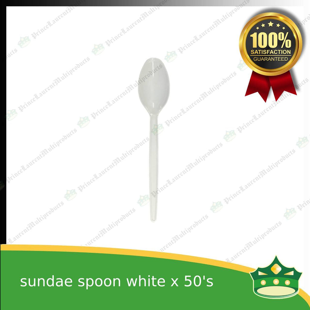 [50 pcs] sundae, dessert or mini plastic spoon white