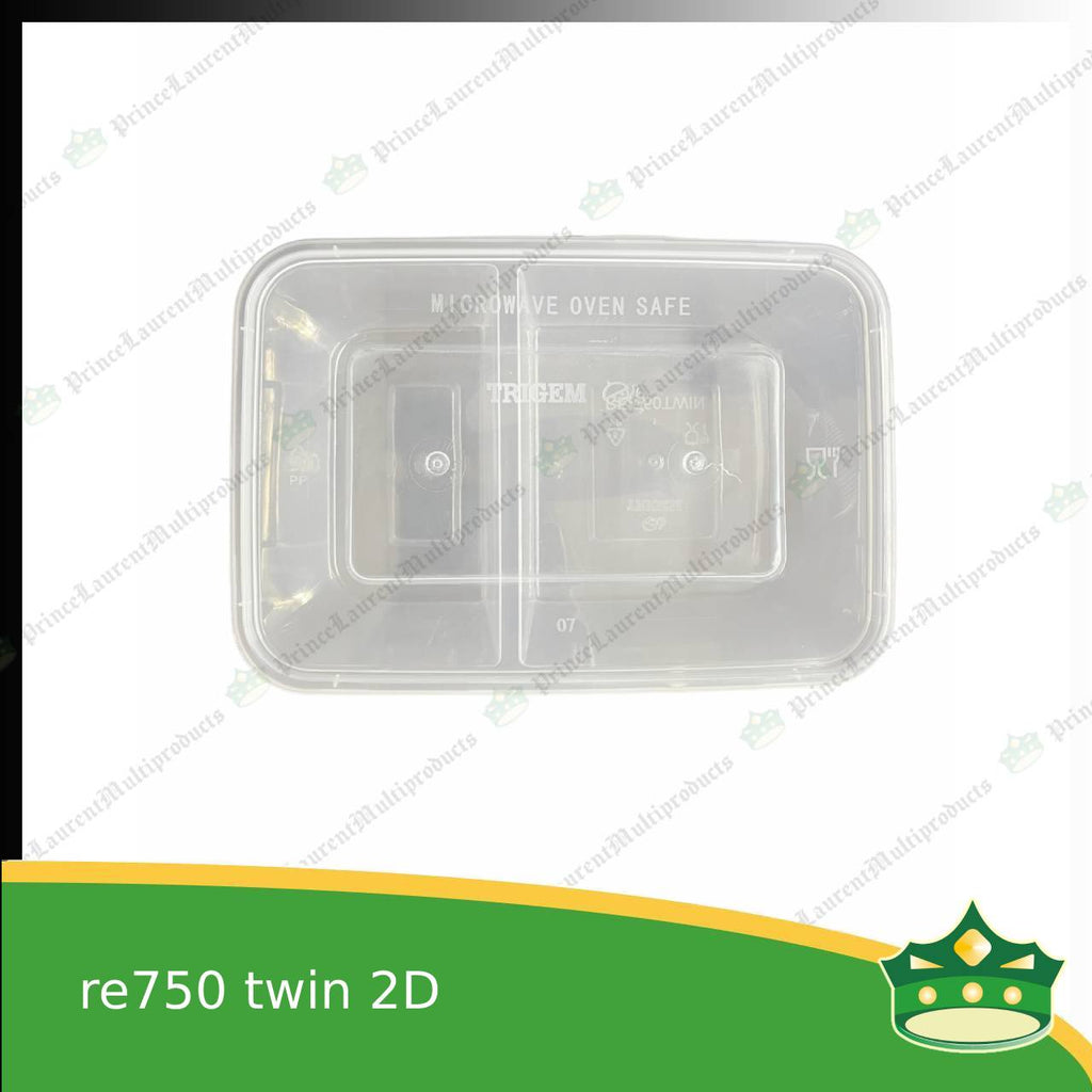 [10 pcs] re750 twin 2d microwavable container for packed meals, rice meal, packed lunch