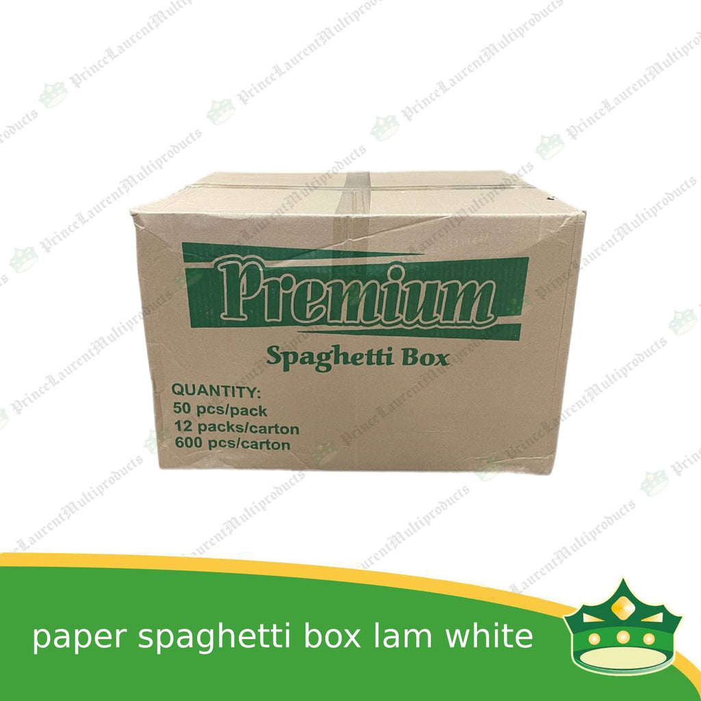 [600 pcs] paper spaghetti box laminated white for take-out take home away meal pack for spahetti noodes merienda ulam rice toppings