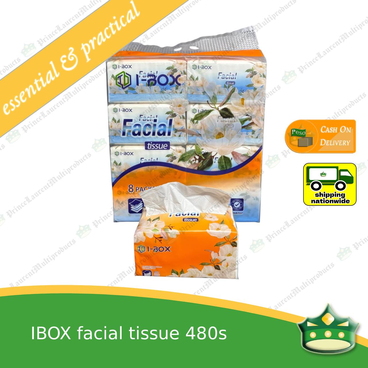 [480 sheets] facial tissue white 480's IBOX for personal, office or household uses