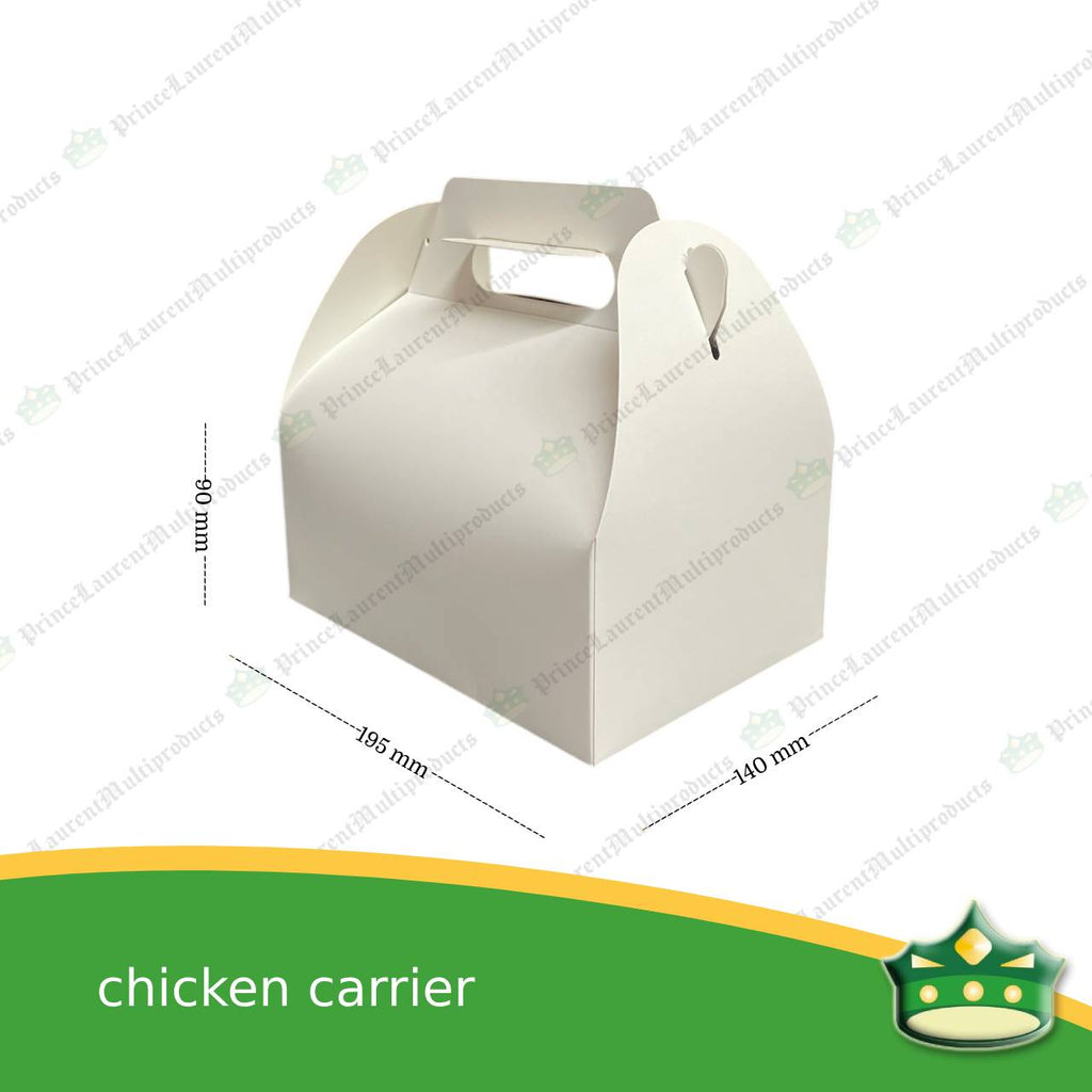 [50 pcs] chicken carrier white carton box with handle for whole chicken