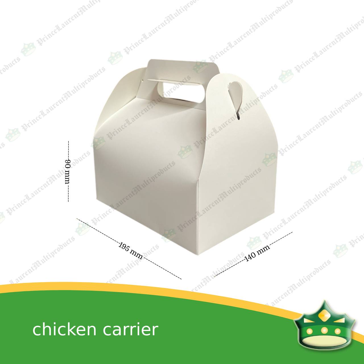 [50 pcs] chicken carrier white carton box with handle for whole chicken