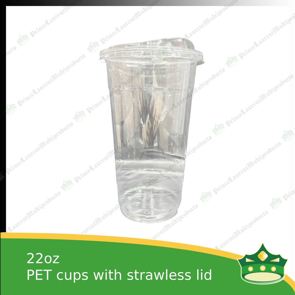 [100 set] PET cups 12oz, 16oz, 22oz crystal clear cups with strawless lid with sip-hole for iced coffee, frappuccino, lemonades, iced latte and other cold beverages