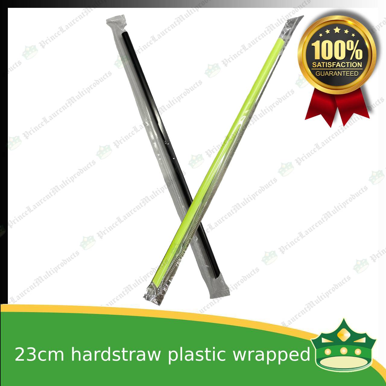 [100 pcs] individually wrapped plastic drinking straw 23cm hard straw with sharp pointed tip colored for cold drinks, smoothie, icetea, cold beverages, lemonade, fruit shakes, juices