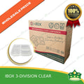 [150 pcs] iBox brand 3 division microwavable bento boxes clear body clear cover for food packs & catering events parties meetings & many more