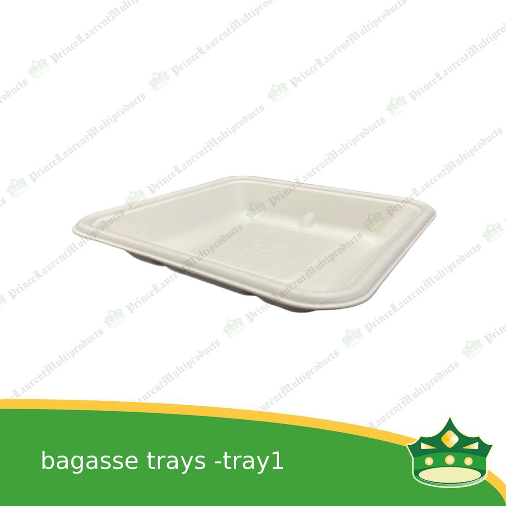 [25 pcs] bagasse paper tray square 5x5 inches fruit tray as grocery packaging, fruit repacking, vegetable repacking, meat repackaging, frozen products repacking, produce packing