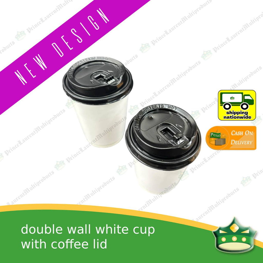 [25 pcs] double walled coffee cup WHITE 8oz 12oz 16oz for brew coffee, brew tea, hot chocolate or any hot beverages