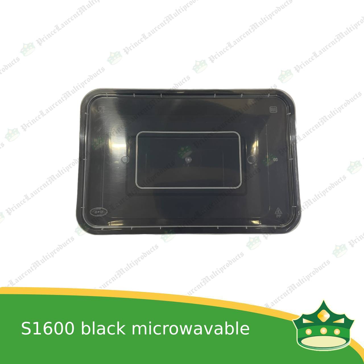 [10 pcs] re1600 ml black microwavable plastic large rectangular container with lid for take out of noodles soup and other food products