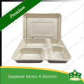 [50 pcs] bagasse bento box 4 division with lid for eco-friendly alternative on food take-outs, packed meals