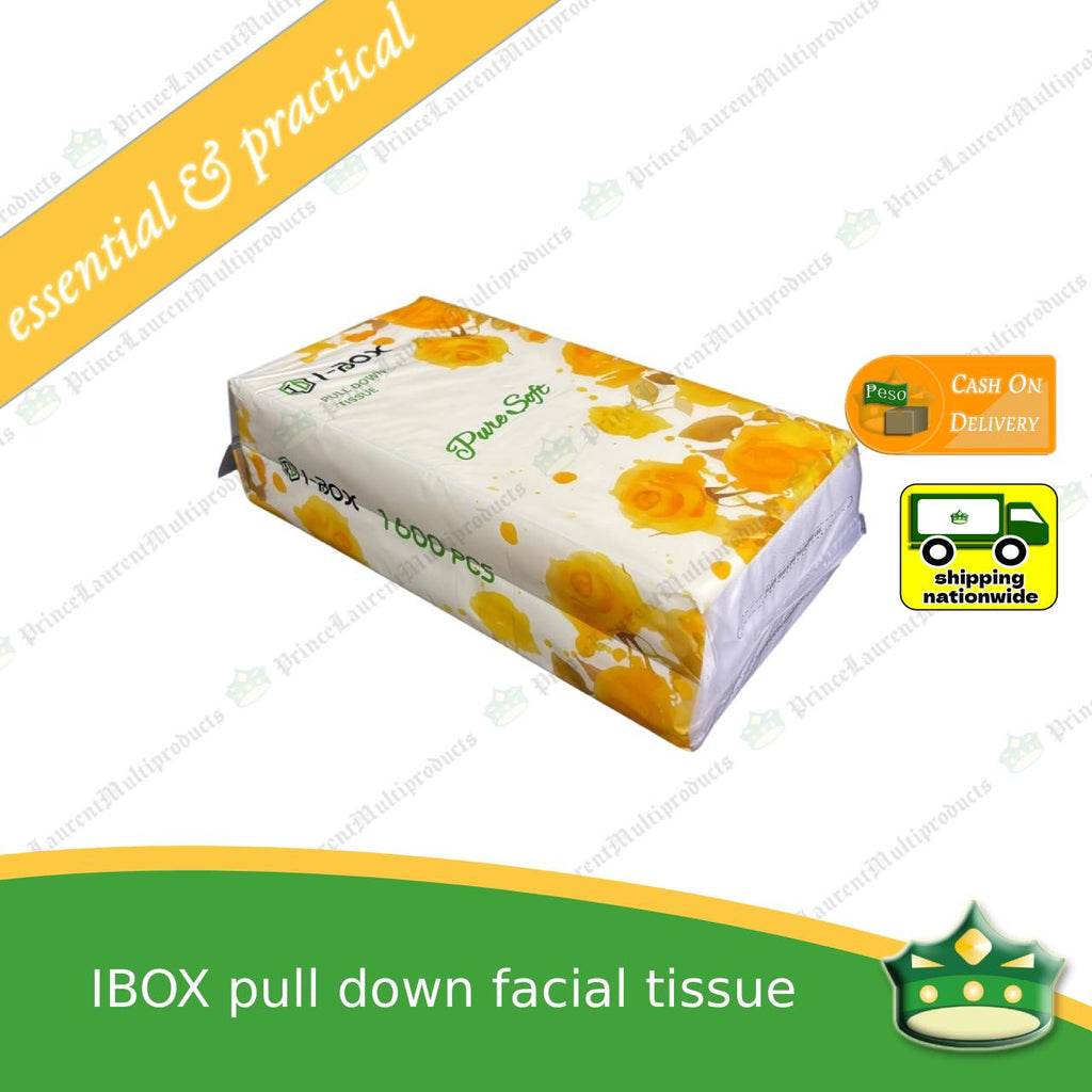 [1600 sheets] facial tissue pull down white 1600's IBOX for personal, office or household uses