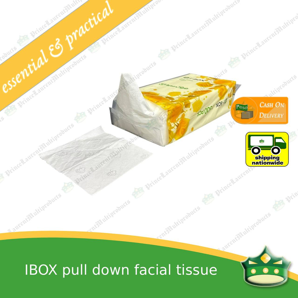 [1600 sheets] facial tissue pull down white 1600's IBOX for personal, office or household uses