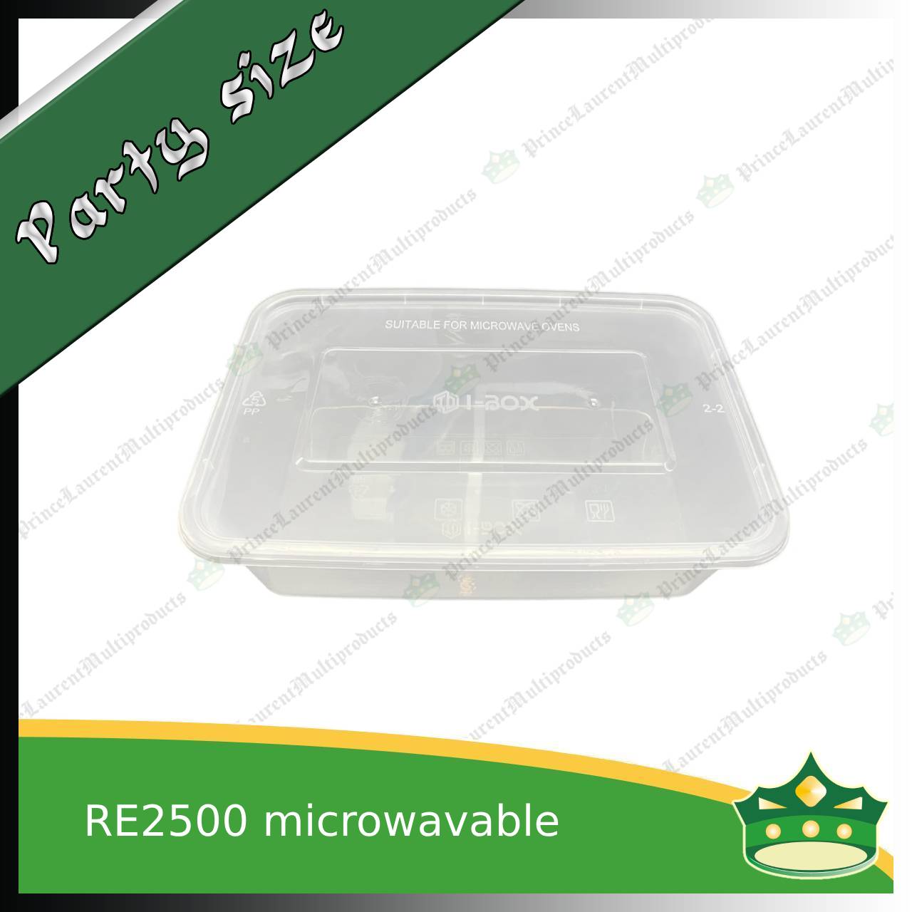 [5 pcs] IBOX brand 2500ml microwavable plastic large rectangular container with lid for take out of noodles soup and other food products