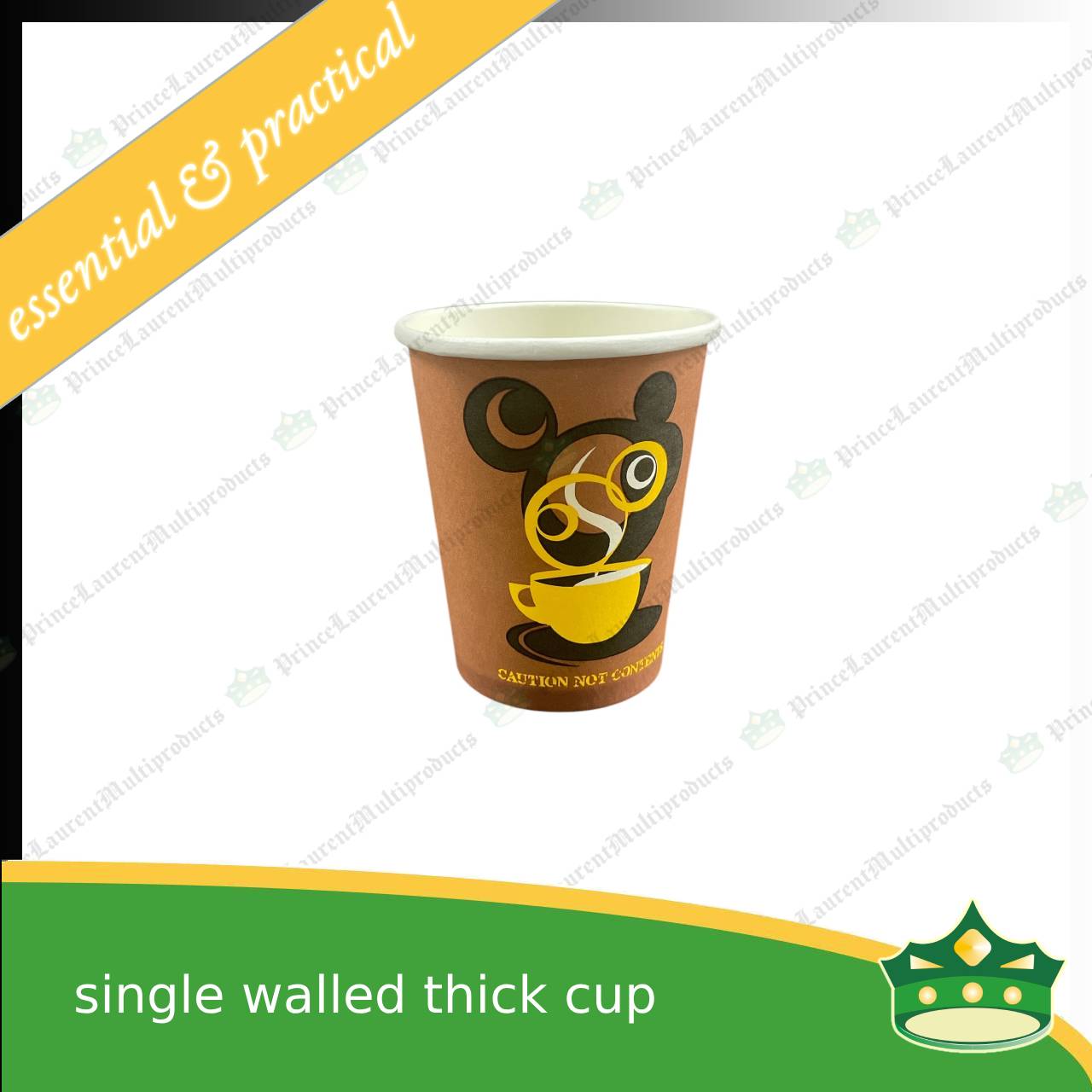 [100 pcs] single walled coffee cup with print 9oz with or without lid for brew coffee, brew tea, hot chocolate or any hot beverages
