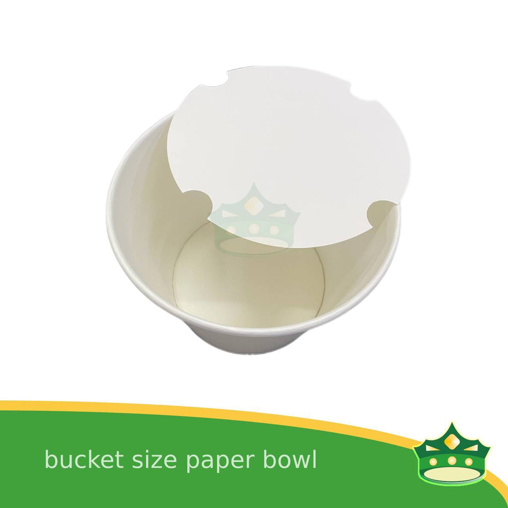 [50 pcs] chicken bucket bowl 85oz paper white for 6 to 8 pcs chicken or other large quantity orders of snacks or meals