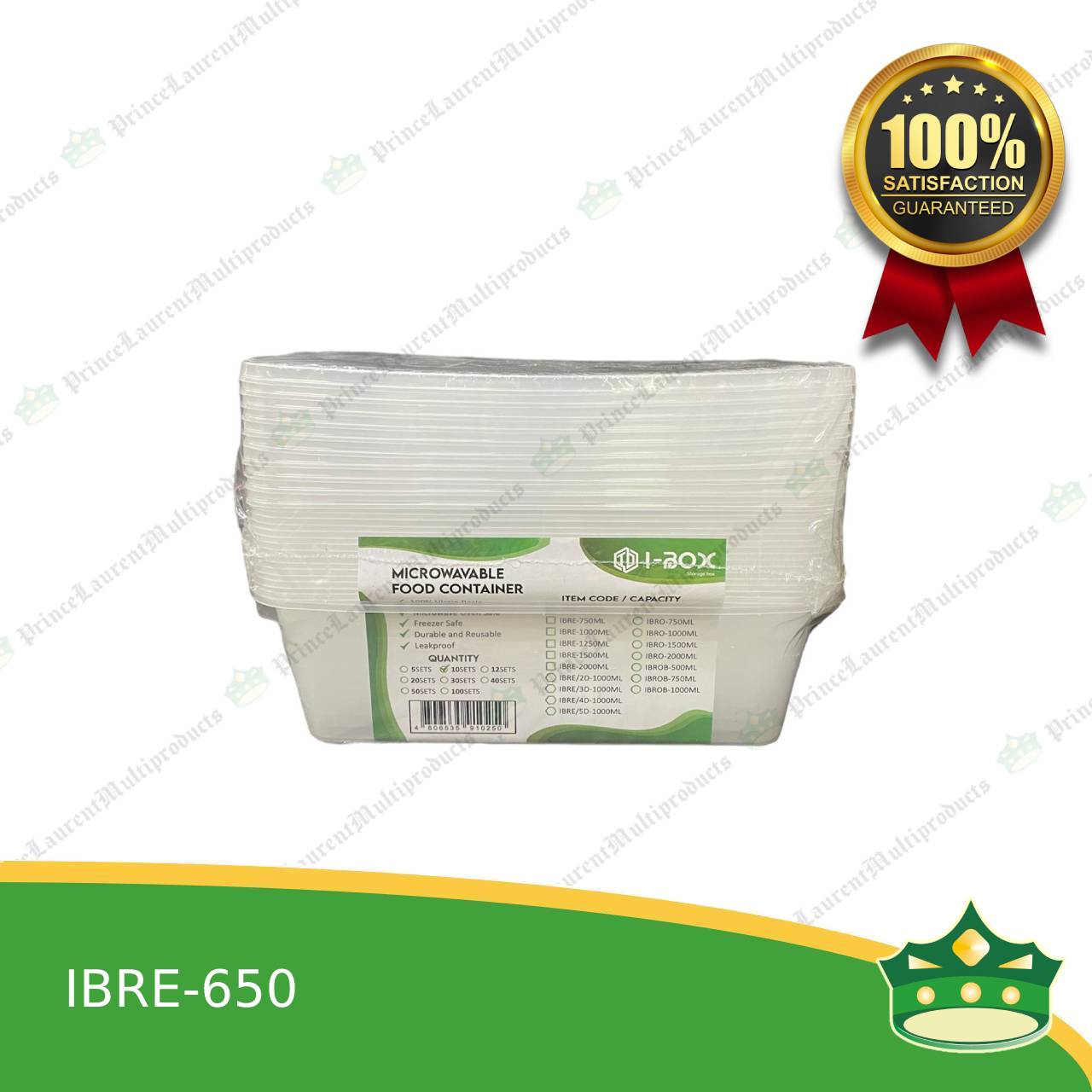 [300 pcs] IBOX brand re650 microwavable plastic rectangular clear containers take out for meals and other food products