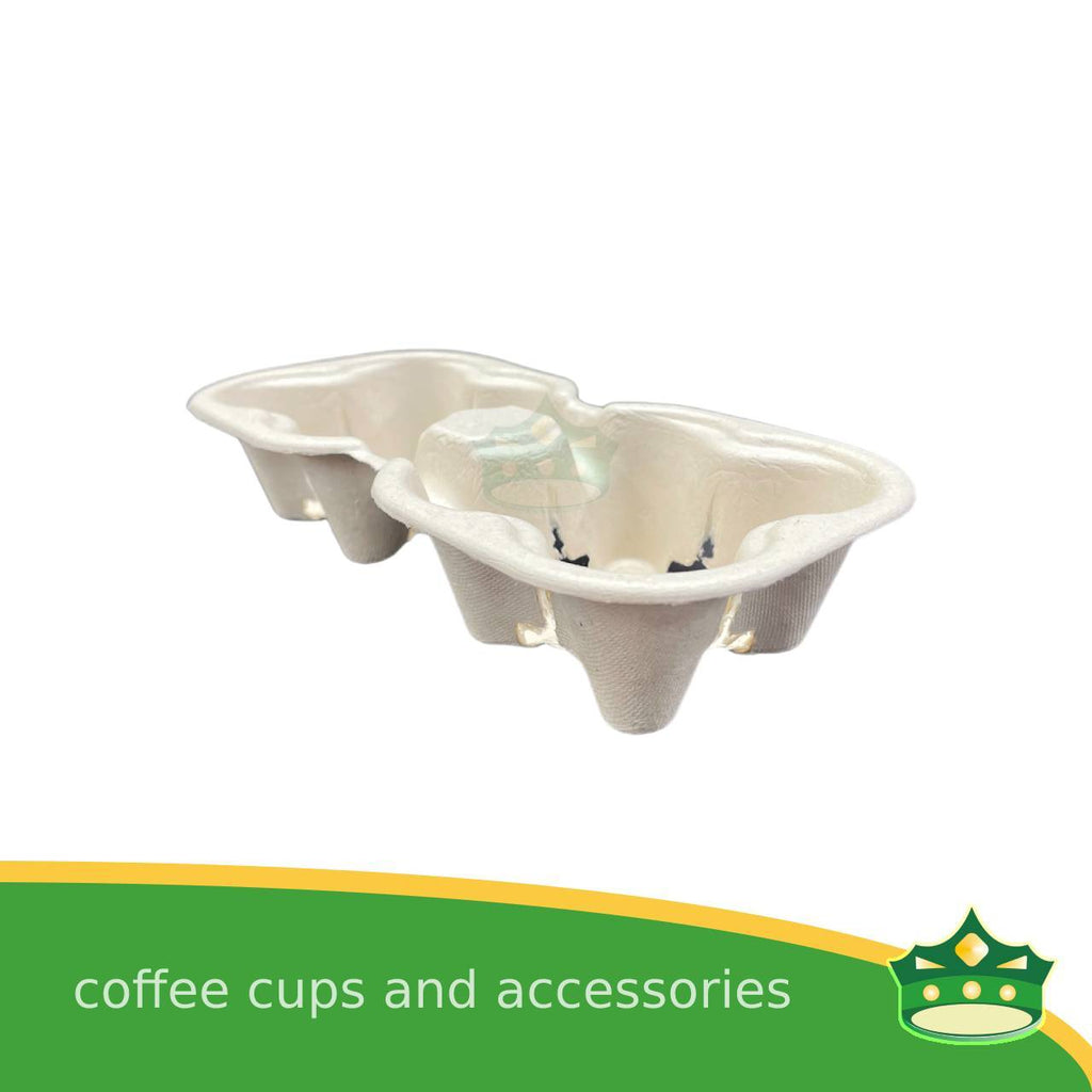 [50 pcs] bagasse coffee take-out tray, coffee cup holder by 2 cups or 4 cups hole trays to hold cups steadily