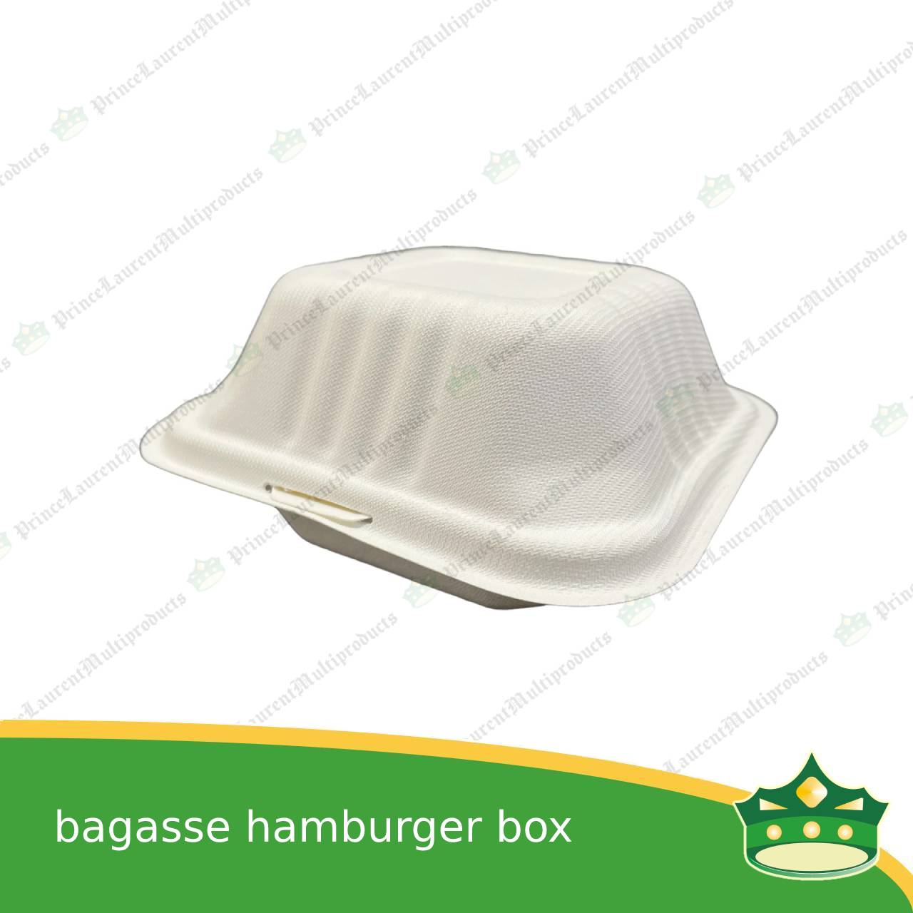 [50 pcs] bagasse hamburger square meal box paper take out food box compostable biodegradable take away boxes for hamburgers, sandwiches, meals, rice toppings, catering food