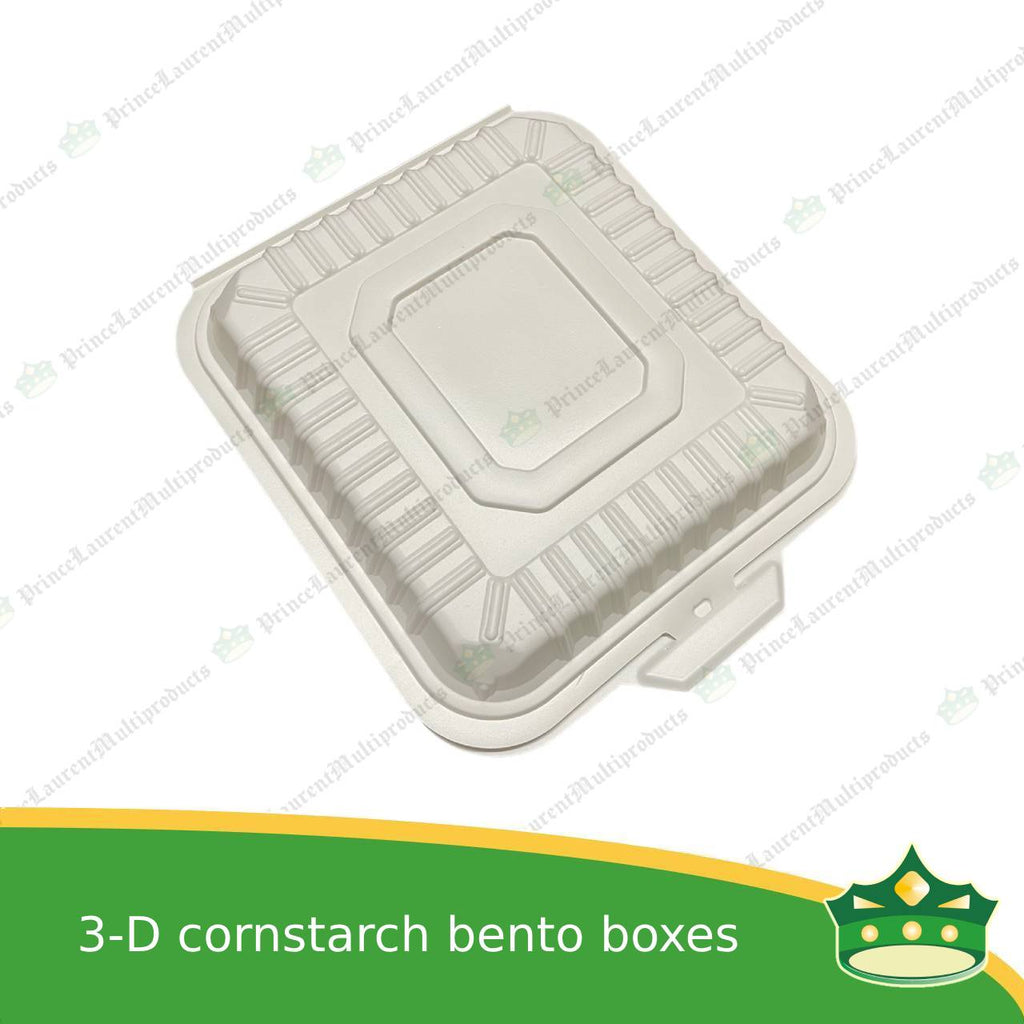 [50 pcs] 3 division compostable cornstarch bento box biodegradable meal box