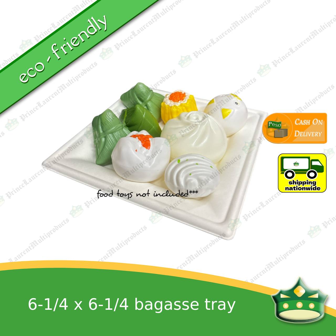 [50 pcs] bagasse paper tray square 6-1/4 x 6-1/4 inches fruit tray as grocery packaging, fruit repacking, vegetable repacking, meat repackaging, frozen products repacking, produce packing