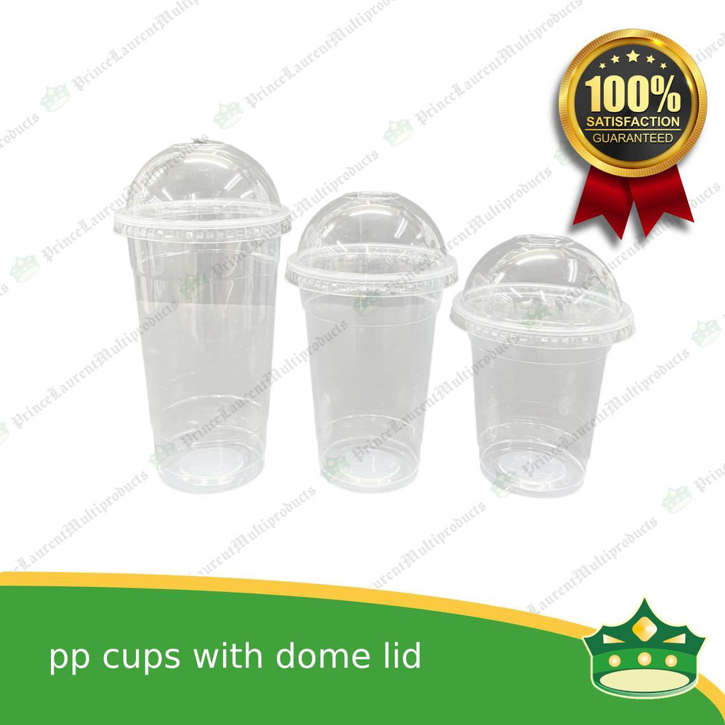 [100 pcs] pp cups with dome lid milktea cups iced coffee cups cold drink plastic cups fruit shake cups with dome lid